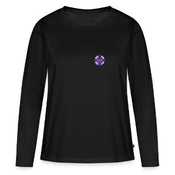 Hexagone - Hexagramme - Pentagramme - Étoile - T-shirt manches longues Premium bio Femme - noir - Devant - Julia (174cm)