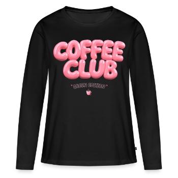 Coffee Club – Édition Queen en rose - T-shirt manches longues Premium bio Femme - noir - Devant - Julia (174cm)