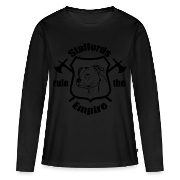 American Stafford © - T-shirt manches longues Premium bio Femme - noir - Devant - Julia (174cm)