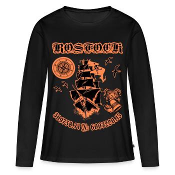 Rostock Ville natale - T-shirt manches longues Premium bio Femme - noir - Devant - Julia (174cm)