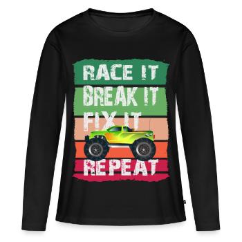 Modèle rc voiture - T-shirt manches longues Premium bio Femme - noir - Devant - Julia (174cm)