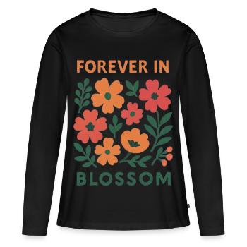 Toujours en fleurs - floral - T-shirt manches longues Premium bio Femme - noir - Devant - Julia (174cm)