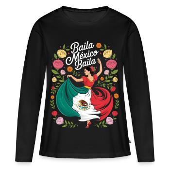 Folklorico Dance Mexico Mexican Woman - Women's Premium Organic Long Sleeve Shirt - black - Front - Julia (174cm)