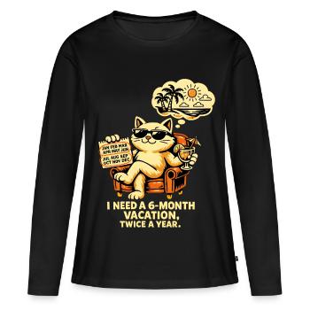 J’ai besoin de 6 mois de vacances, deux fois par an – Cool Cat - T-shirt manches longues Premium bio Femme - noir - Devant - Julia (174cm)