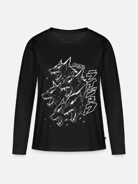 Dämonen Wolfsrudel Donner Monster - Frauen Premium Bio Langarmshirt - Schwarz
