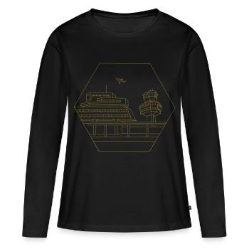 Flughafen Tegel in Berlin - Frauen Premium Bio Langarmshirt - Schwarz - Vorne - Julia (174cm)