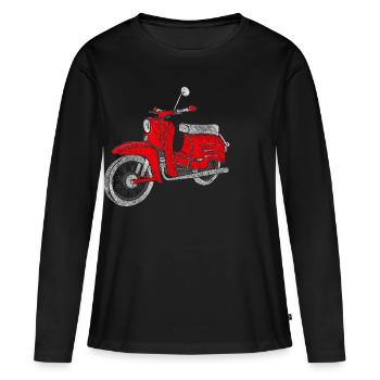 Schwalbe - Cyclomoteur de la RDA - Scooter de la RDA - Vintage - T-shirt manches longues Premium bio Femme - noir - Devant - Julia (174cm)