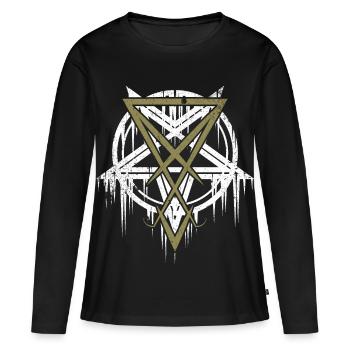 Pentagramme avec symbole Lucifer - T-shirt manches longues Premium bio Femme - noir - Devant - Julia (174cm)