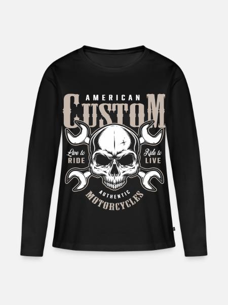 Custom Motorräder Biker - Frauen Premium Bio Langarmshirt - Schwarz