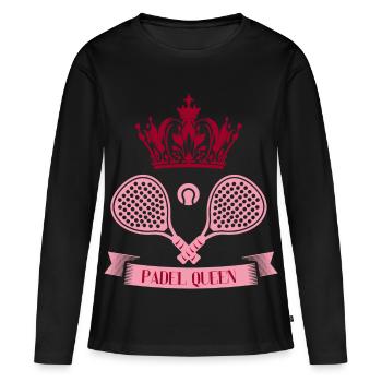 Cute Padel Tennis T-Shirt for Women, Paddle Tennis - Women's Premium Organic Long Sleeve Shirt - black - Front - Julia (174cm)