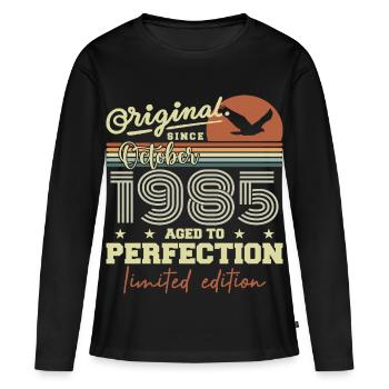 1985 Octobre 1985 anniversaire octobre 1985 - T-shirt manches longues Premium bio Femme - noir - Devant - Julia (174cm)