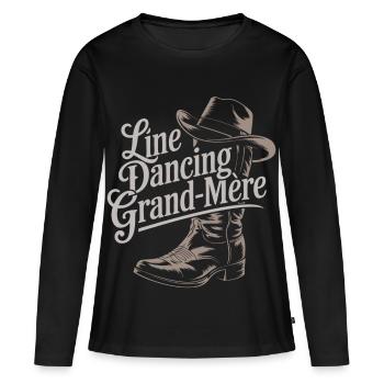 Line Dancing Grand-Mère - T-shirt manches longues Premium bio Femme - noir - Devant - Julia (174cm)