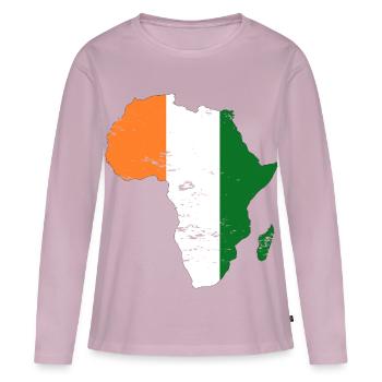 Drapeau de la Côte d’Ivoire Afrique utilisé - T-shirt manches longues Premium bio Femme - rose poudré - Devant - Julia (174cm)