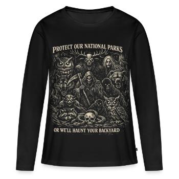 Protégez Nos Parcs Nationaux | Humour Horreur Goth - T-shirt manches longues Premium bio Femme - noir - Devant - Julia (174cm)