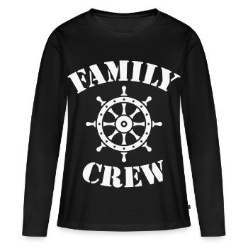 Family Crew (Steering Wheel / Ship Crew / White) - Women's Premium Organic Long Sleeve Shirt - black - Front - Julia (174cm)
