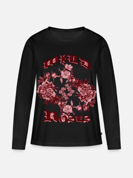 WILDE ROSEN - Frauen Premium Bio Langarmshirt - Schwarz