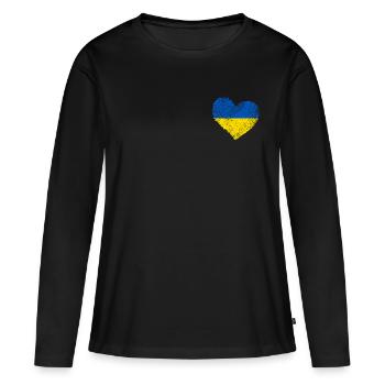 Ukraine Heart - Women's Premium Organic Long Sleeve Shirt - black - Front - Julia (174cm)
