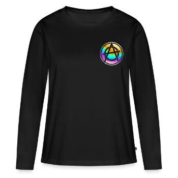 Anarchiste coloré symbole punk logo anarchistes - T-shirt manches longues Premium bio Femme - noir - Devant - Julia (174cm)