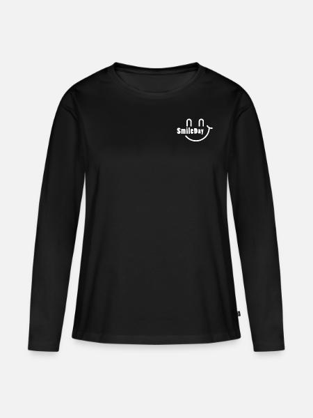 Smile Day - Frauen Premium Bio Langarmshirt - Schwarz