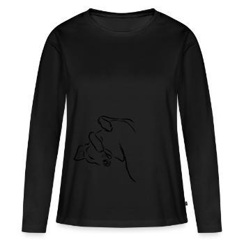 La position détendue - T-shirt manches longues Premium bio Femme - noir - Devant - Julia (174cm)