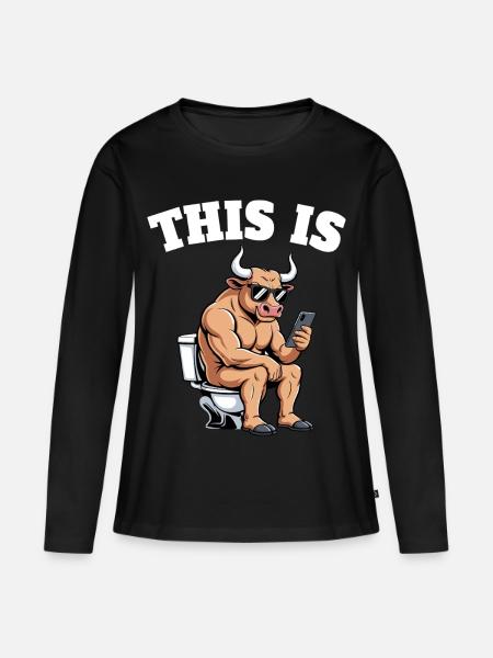 Taurus Humor Klo Sarkasmus - Frauen Premium Bio Langarmshirt - Schwarz