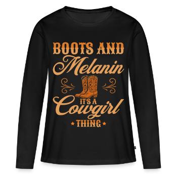 Western Country Afro Women - Women's Premium Organic Long Sleeve Shirt - black - Front - Julia (174cm)