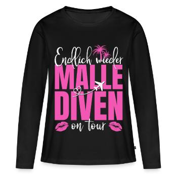 Mallorca Spruch Endlich Wieder Malle Diven On Tour - Frauen Premium Bio Langarmshirt - Schwarz - Vorne - Julia (174cm)