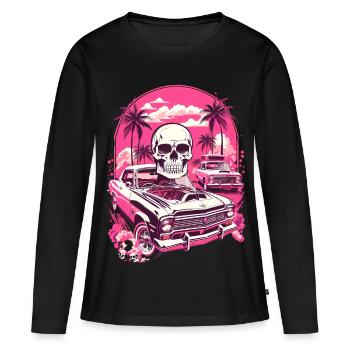 Classic Car and Skull - Women's Premium Organic Long Sleeve Shirt - black - Front - Julia (174cm)