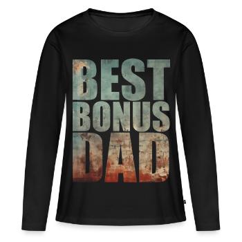 Meilleur Papa Bonus - T-shirt manches longues Premium bio Femme - noir - Devant - Julia (174cm)