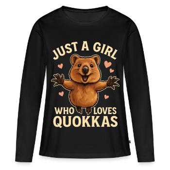 Juste une fille qui aime les quokkas - T-shirt manches longues Premium bio Femme - noir - Devant - Julia (174cm)