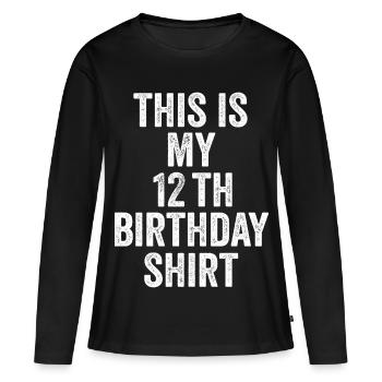 12th Anniversary 12th Anniversary Gift - 12th Anniversary Gift - Women's Premium Organic Long Sleeve Shirt - black - Front - Julia (174cm)