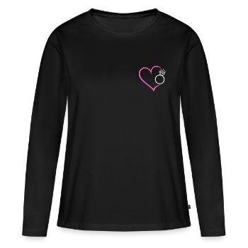 Herz mit Diamantring Ehering Ring Hochzeit Braut - Frauen Premium Bio Langarmshirt - Schwarz - Vorne - Julia (174cm)