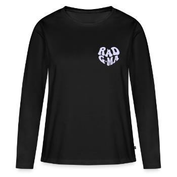 Rad Grandma – Vintage Heart (Custom Color) - Frauen Premium Bio Langarmshirt - Schwarz - Vorne - Julia (174cm)