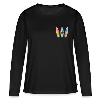 Planches rétro HOZGOR - T-shirt manches longues Premium bio Femme - noir - Devant - Julia (174cm)