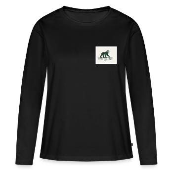 Mad Monkey Vintage Logo Illustration - T-shirt manches longues Premium bio Femme - noir - Devant - Julia (174cm)