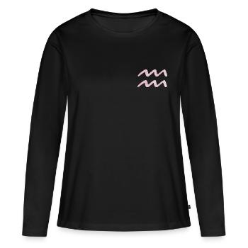 Wassermann Sternzeichen - Frauen Premium Bio Langarmshirt - Schwarz - Vorne - Julia (174cm)