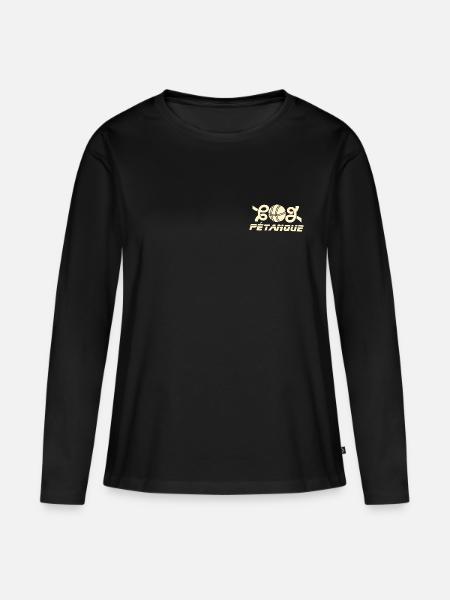 Go Petanque Ball Emblem - Frauen Premium Bio Langarmshirt - Schwarz