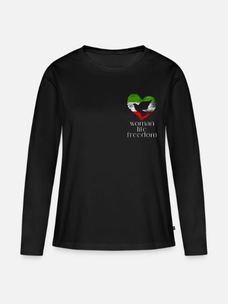 Woman Life Freedom - Frauen Premium Bio Langarmshirt - Schwarz