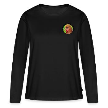 Das Leben ist einfach schöner mit Hühnern! - Frauen Premium Bio Langarmshirt - Schwarz - Vorne - Julia (174cm)