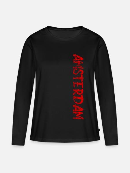Amsterdam - Frauen Premium Bio Langarmshirt - Schwarz