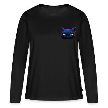 Majestätisches magisches Katzengesicht! - Frauen Premium Bio Langarmshirt - Schwarz - Vorne - Julia (174cm)