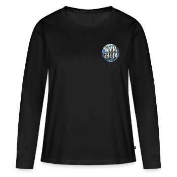 Team Greta Sticker Pocket Fridays for Future - T-shirt manches longues Premium bio Femme - noir - Devant - Julia (174cm)