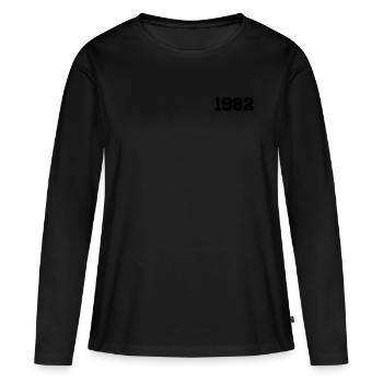Année 1982 noir - T-shirt manches longues Premium bio Femme - noir - Devant - Julia (174cm)