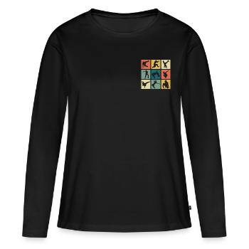 Vintage Breakdance Moves B-Boy Breakdancer - T-shirt manches longues Premium bio Femme - noir - Devant - Julia (174cm)