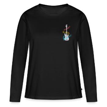 Basse guitare e-guitare - T-shirt manches longues Premium bio Femme - noir - Devant - Julia (174cm)