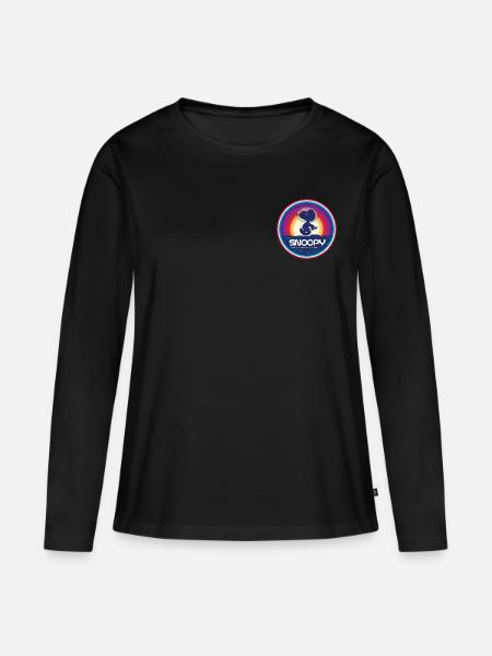 Peanuts Snoopy Auf Dem Mond - Frauen Premium Bio Langarmshirt - Schwarz