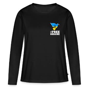 Ukraine - T-shirt manches longues Premium bio Femme - noir - Devant - Julia (174cm)