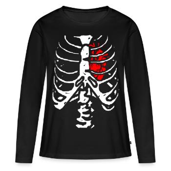 squelette - T-shirt manches longues Premium bio Femme - noir - Devant - Julia (174cm)