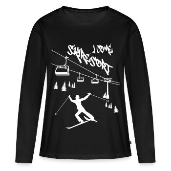 Skigebiet ich komme ! - Frauen Premium Bio Langarmshirt - Schwarz - Vorne - Julia (174cm)