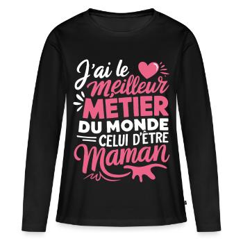 Mom Best Job in the World - Women's Premium Organic Long Sleeve Shirt - black - Front - Julia (174cm)